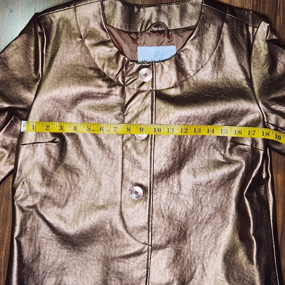 Vtg Jaclyn Smith Large Metallic Copper Bronze Button Front Holiday Jacket. - Picture 8 of 12